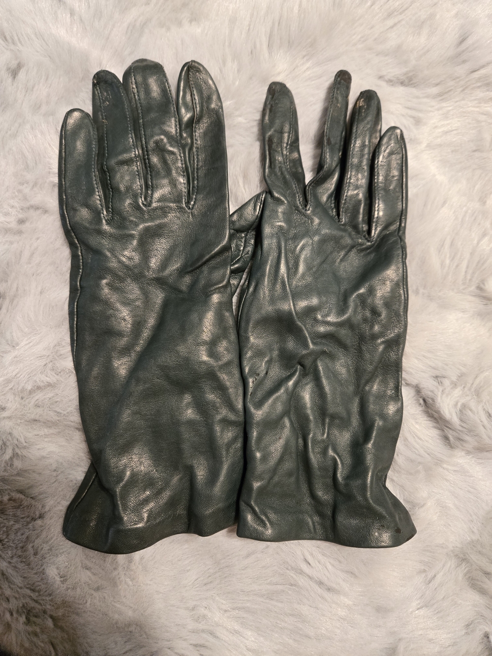 Grandoe Vintage Forest Green Genuine Leather Silk Lined Gloves L